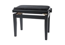 GEWA 130000 Banqueta de Piano Deluxe Negro Mate Tapizado negro-Em Stock.