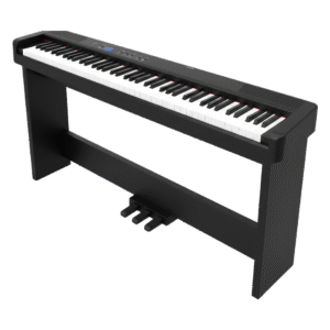 Oqan QP100 black, 88 Teclas Pesadas com Saco, Pedal e móvel