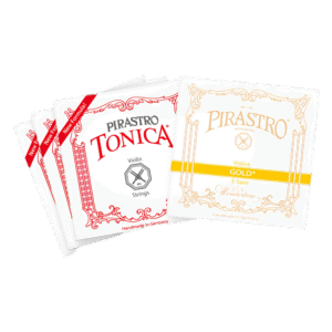 Pirastro Tonica + Gold violin (E Gold) string set Ball Medium 4/4