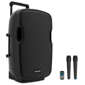 Audibax Denver 15 Coluna Activa PA 15 com Bateria , Rodas + 2 Micros sem fios de mão