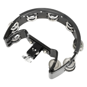 Pandeireta LPC para bateria, meia-lua, com duas filas em preto