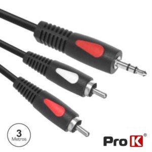 PROK Cabo Jack 3.5mm Macho St / 2-Rca Macho 3m