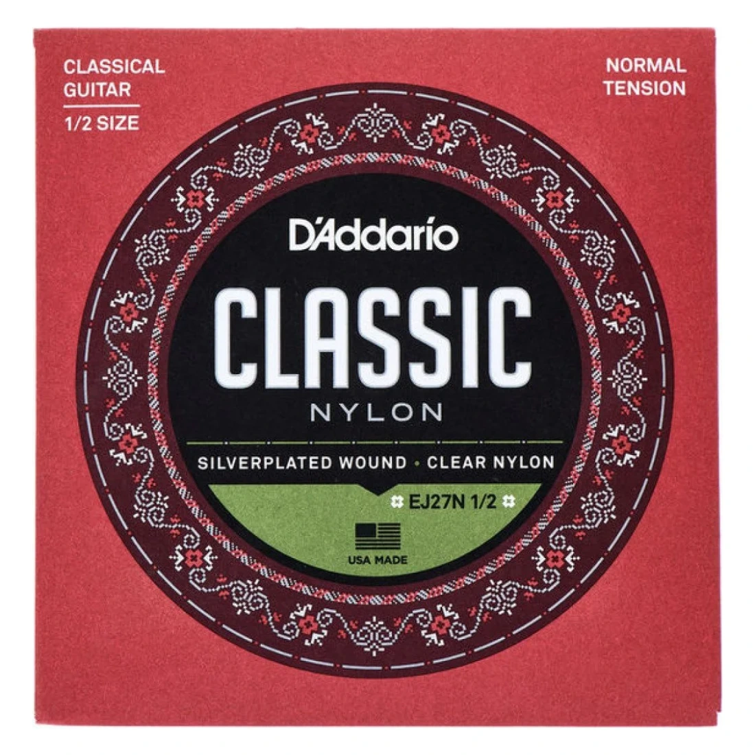 Cordas D'Addario EJ27N 1/2 para guitarra clássica de tamanho 1/2